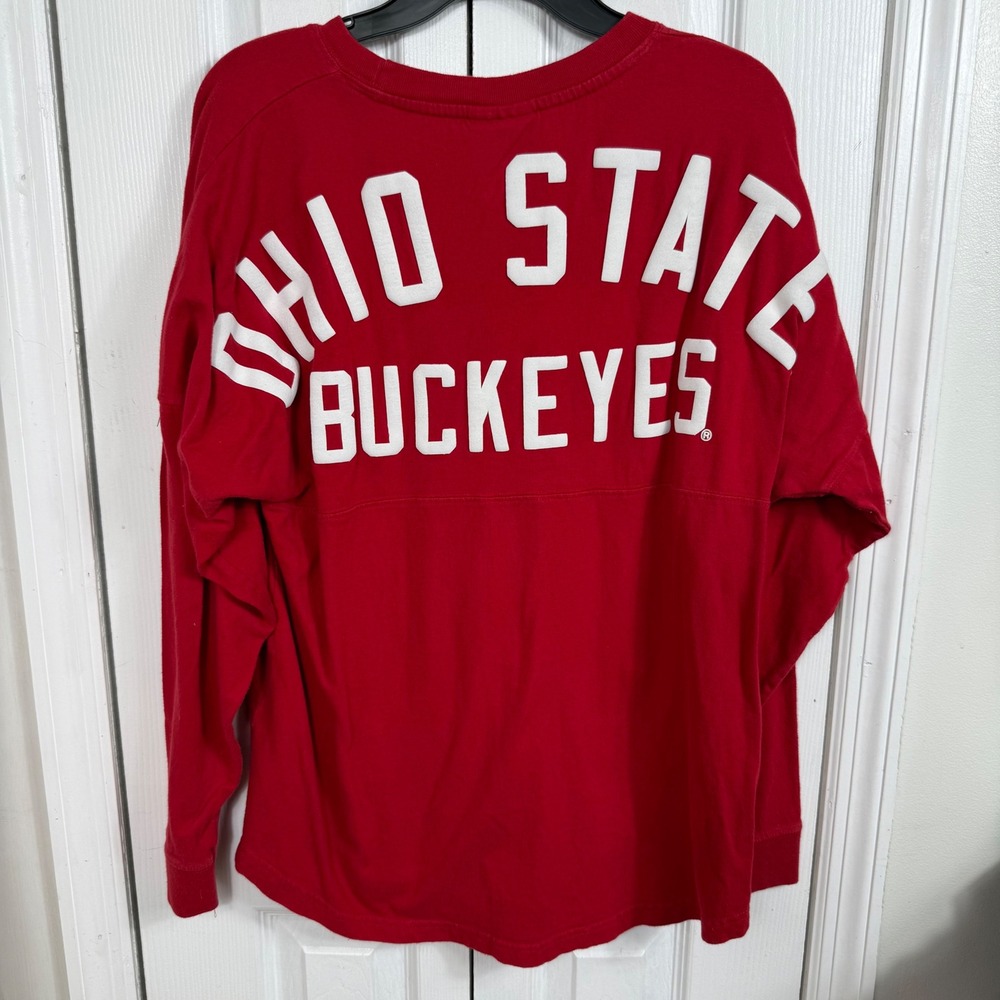 J. America Ohio State Buckeyes Small Red Oversized Spirit Jersey Gameday Y2K